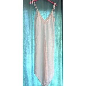 White 100% Linen Handkerchief Dress Size L/XL Tie Straps Sleeveless Summer